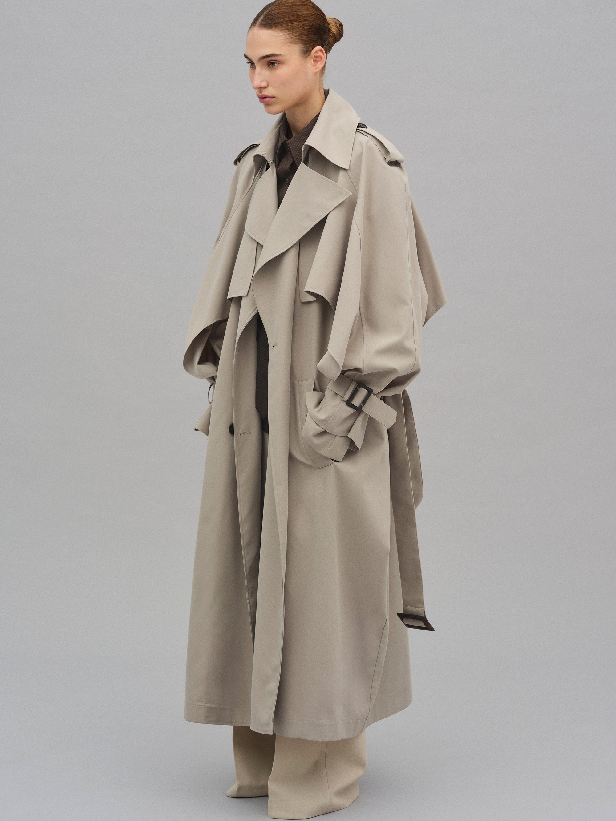 Caped Trench Coat - Beige