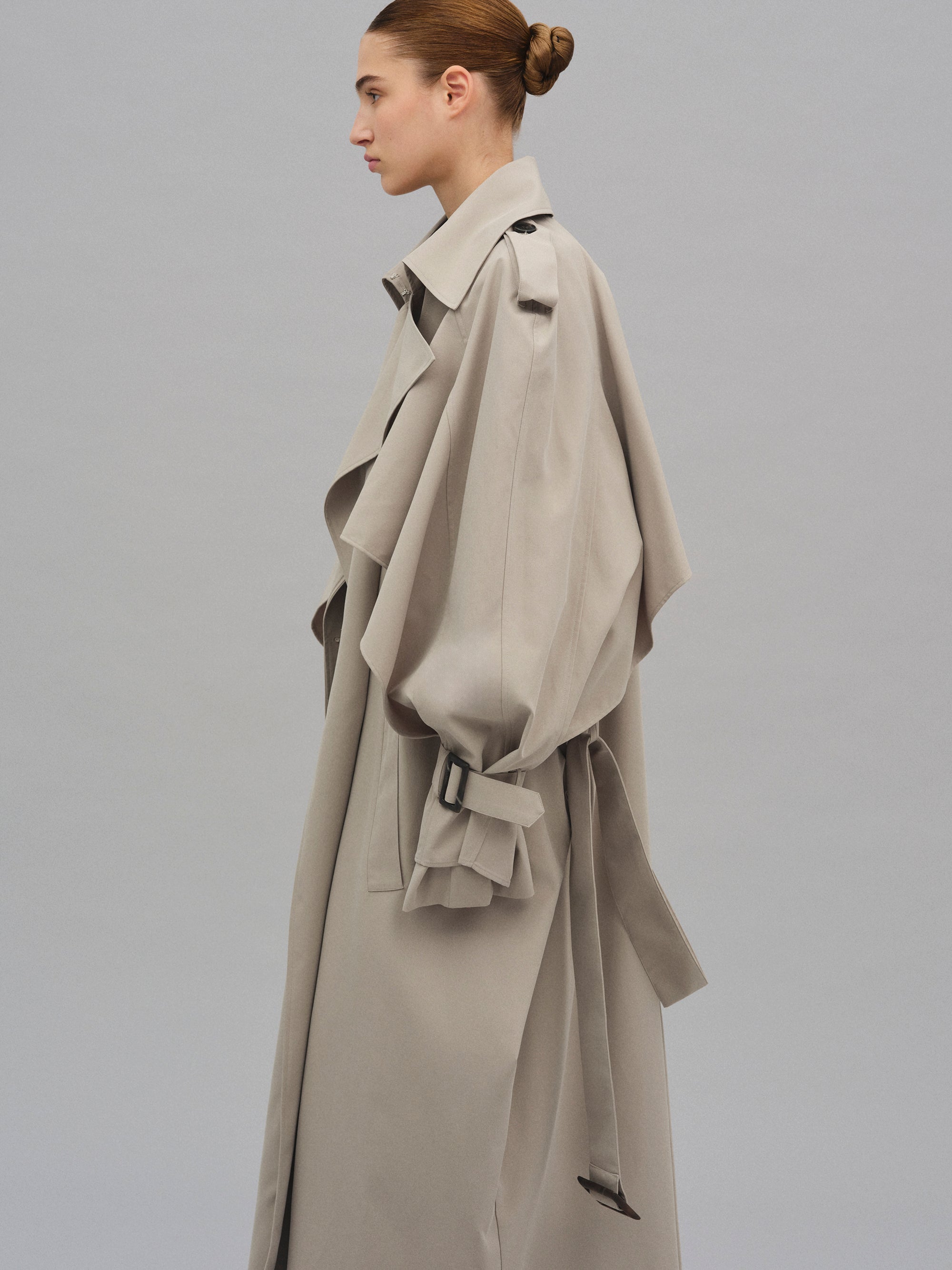 Caped Trench Coat - Beige