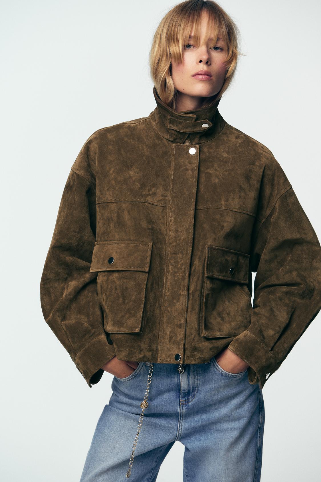 Aviator Leather Bomber – Khaki