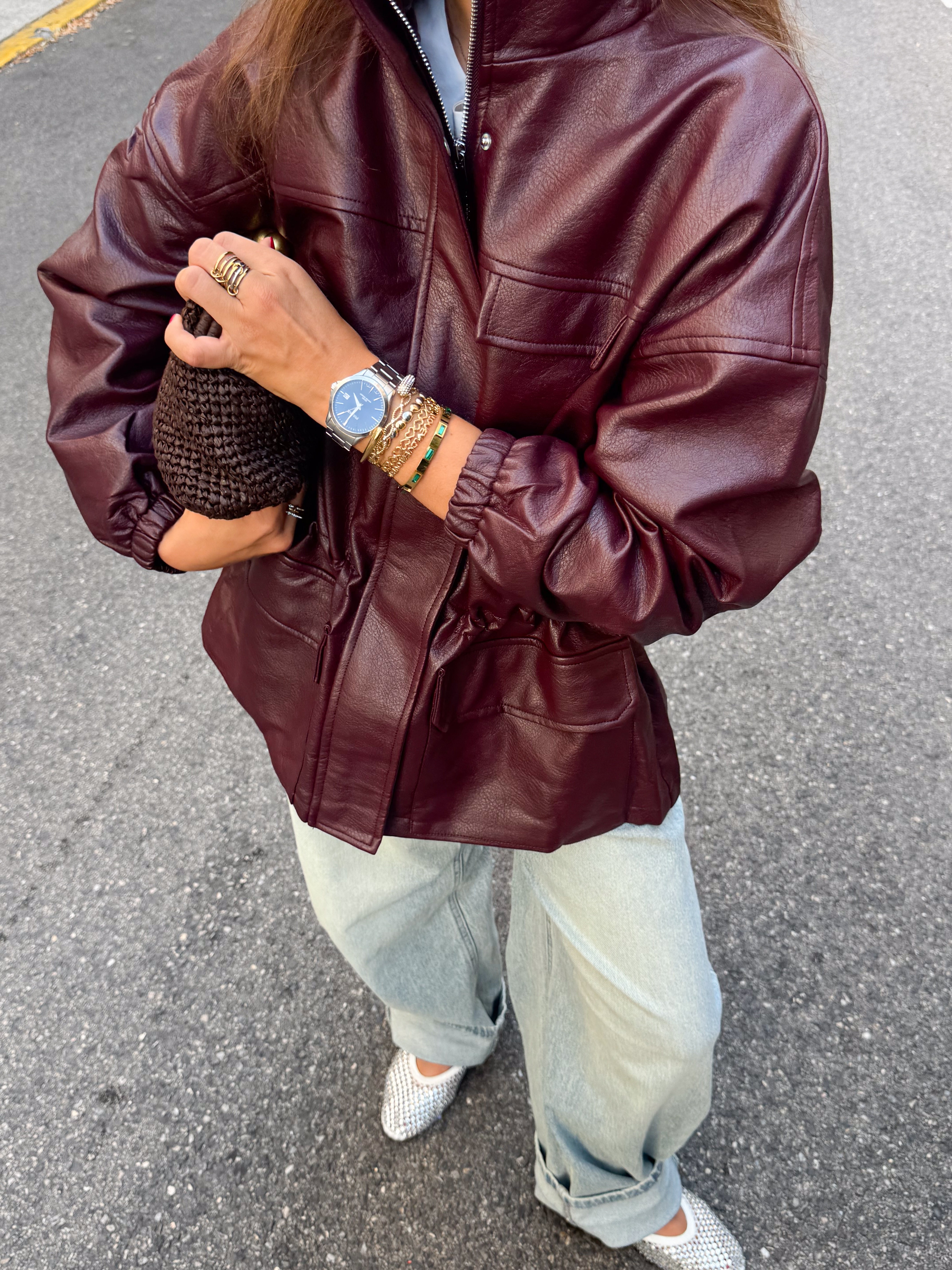 Velour Burgundy Bomber Jacket