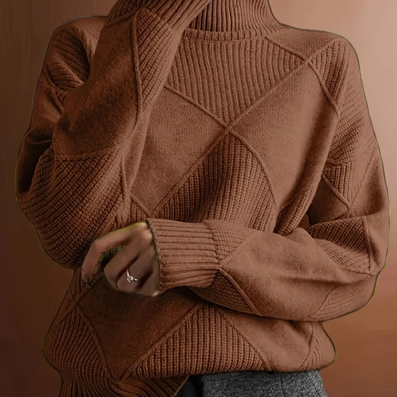 Amalia | Diamond Knit Turtleneck Sweater