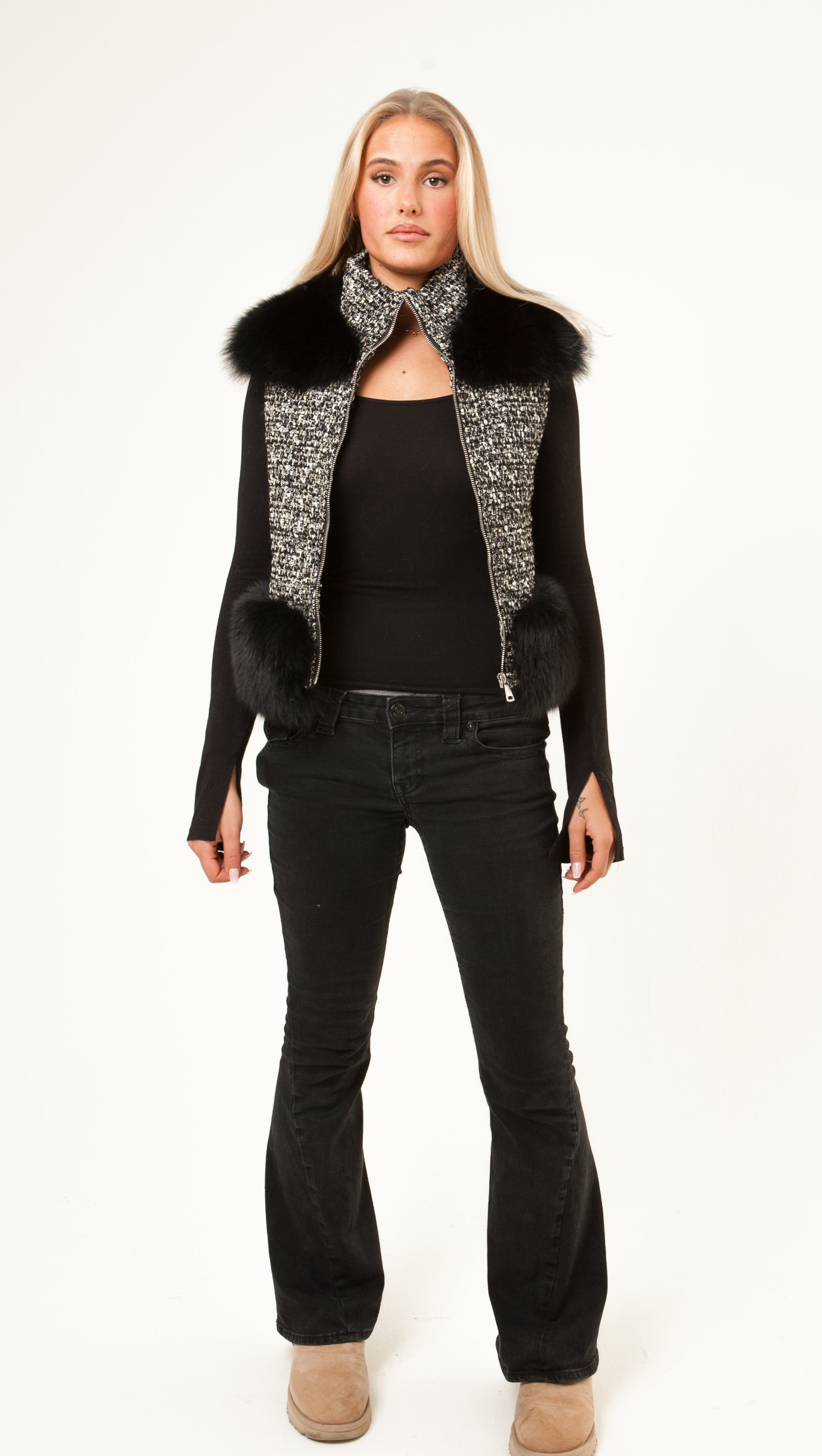 Chic Tweed Detail Vest