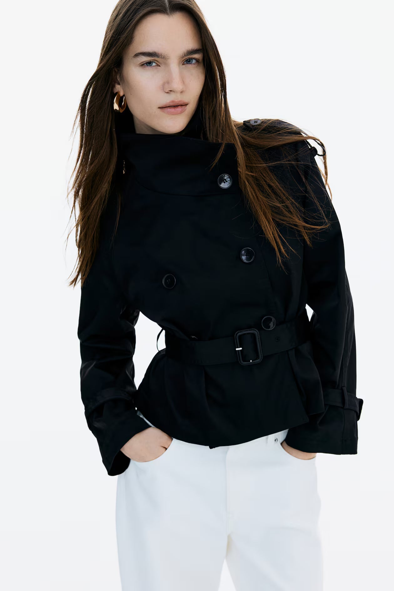 Cropped Belted Trench