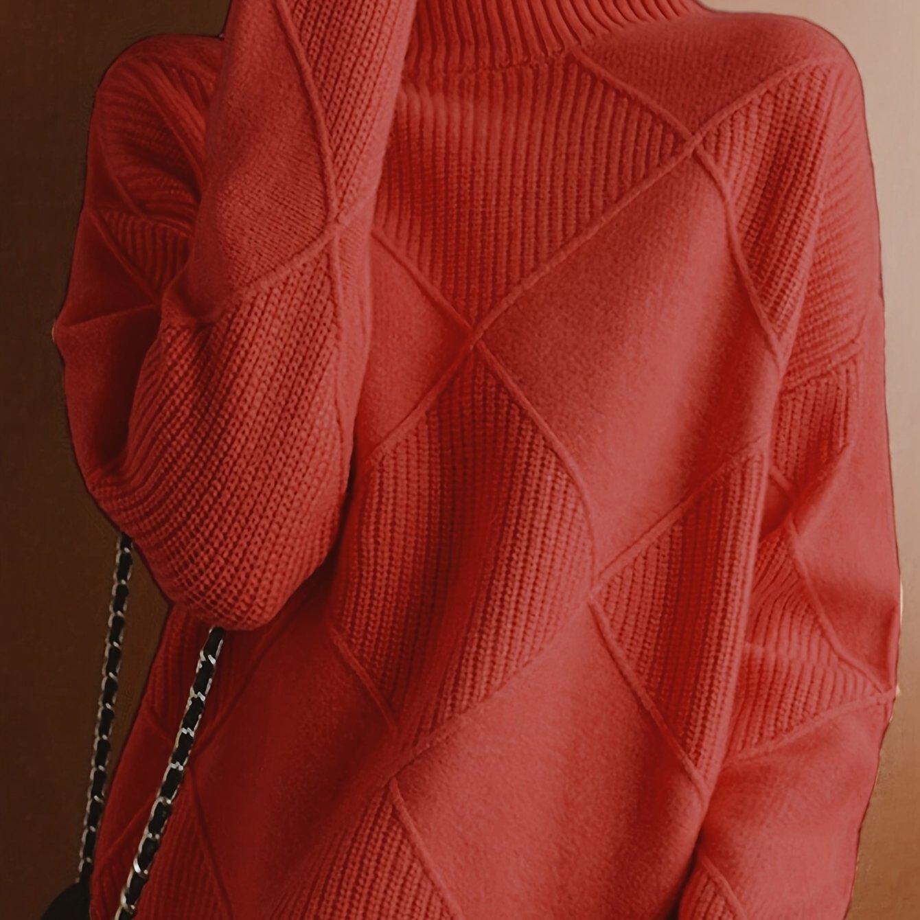 Amalia | Diamond Knit Turtleneck Sweater