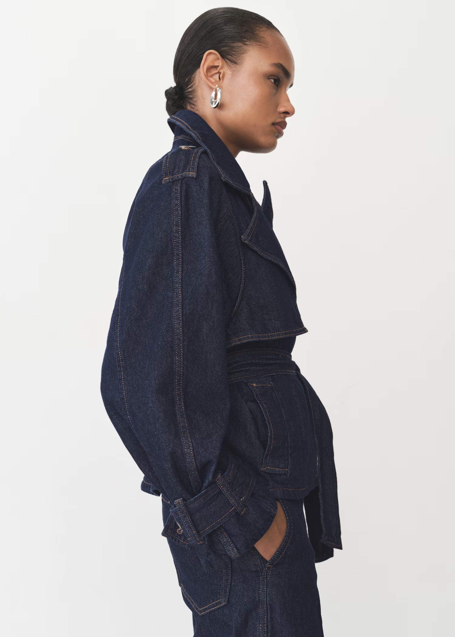 Elegant Belted Denim Jacket