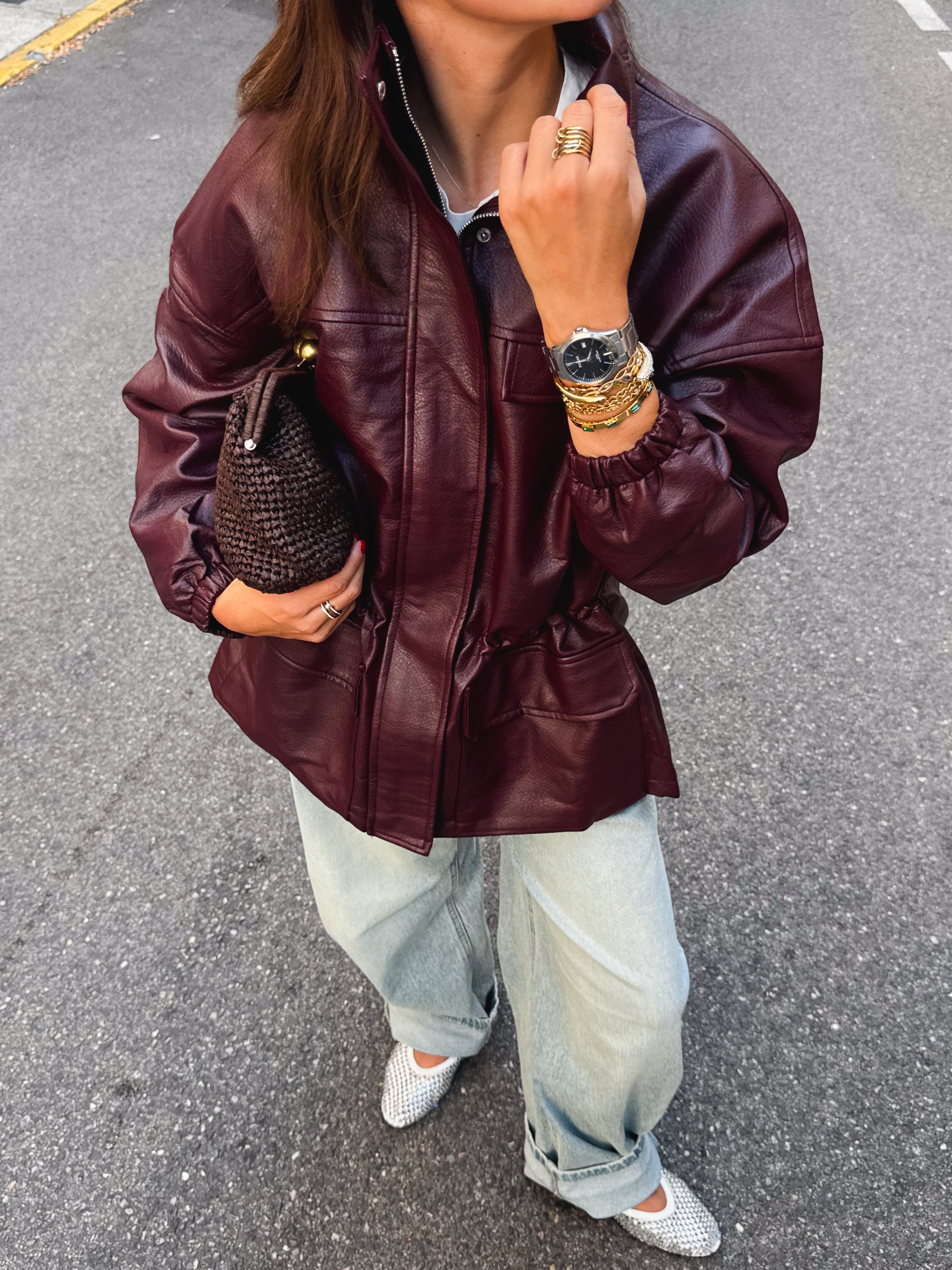 Velour Burgundy Bomber Jacket