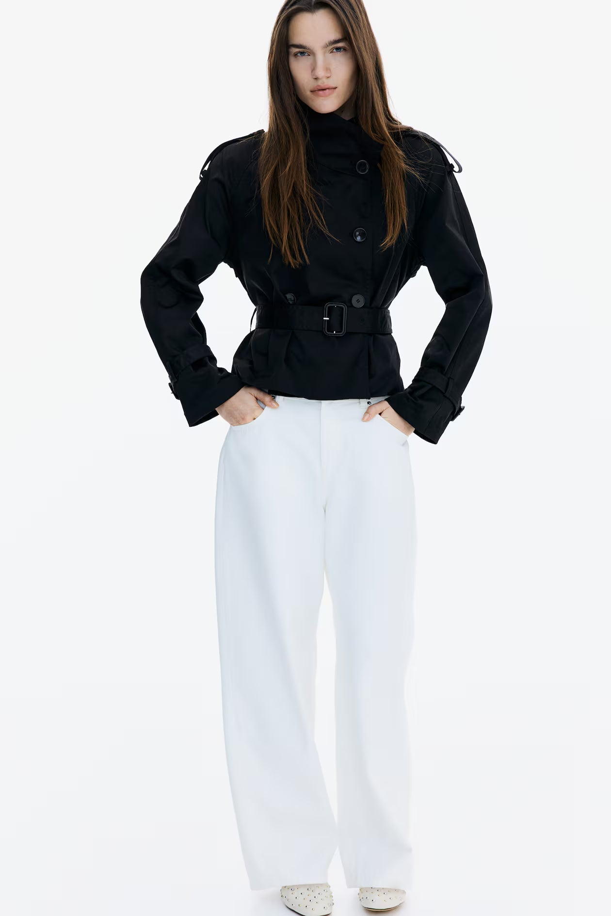 Cropped Belted Trench