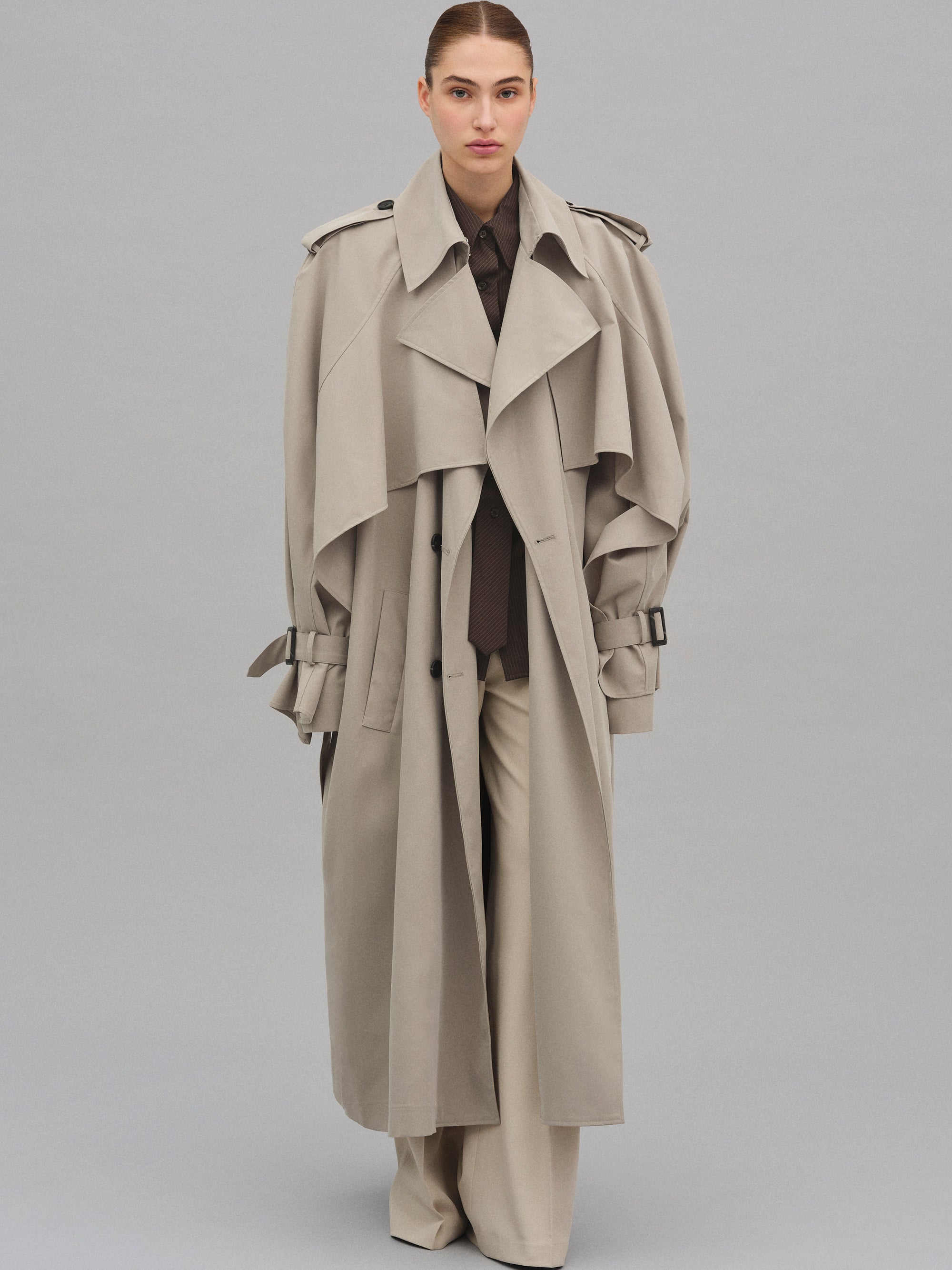 Caped Trench Coat - Beige