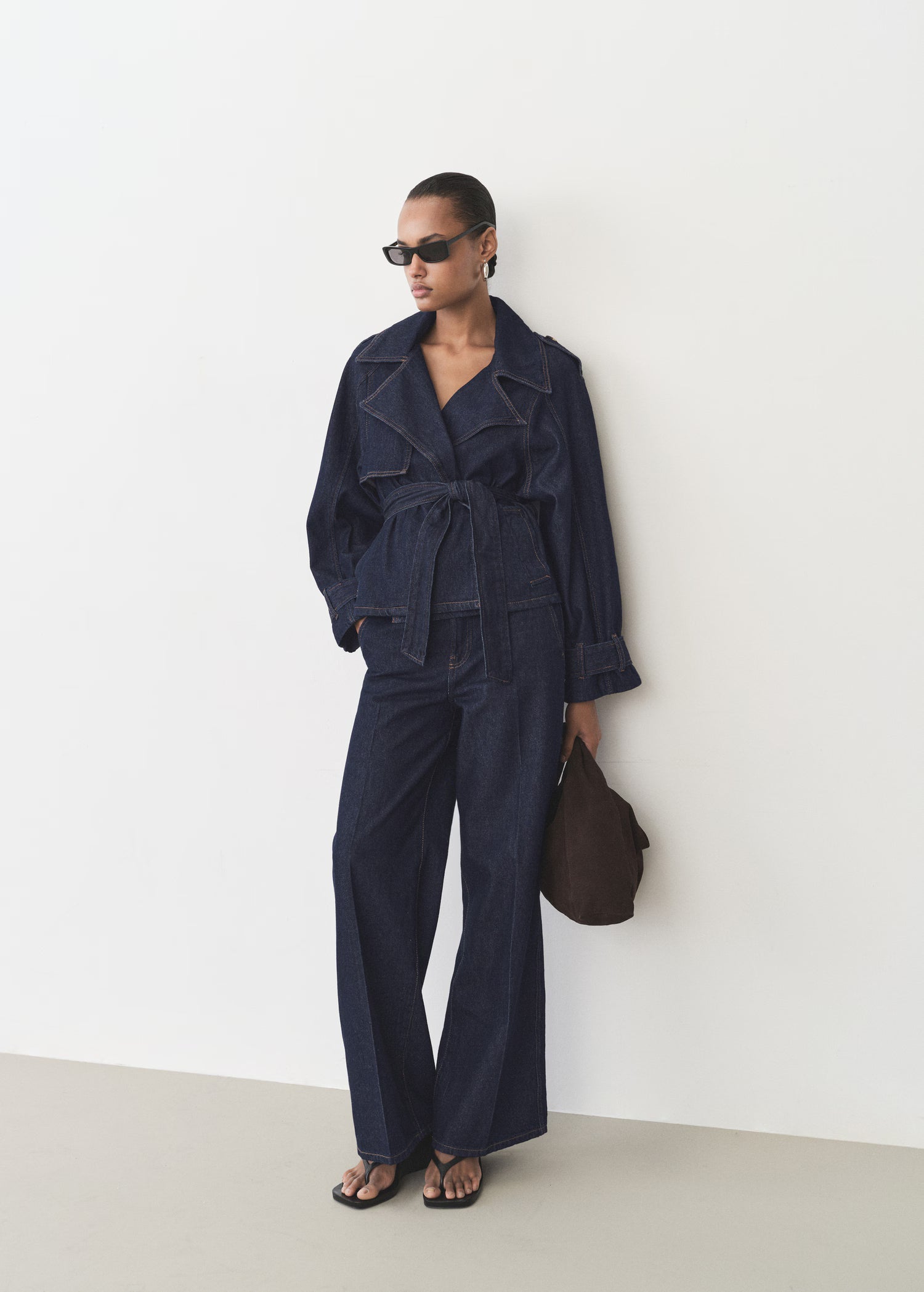 Elegant Belted Denim Jacket