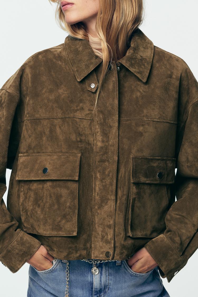 Aviator Leather Bomber – Khaki