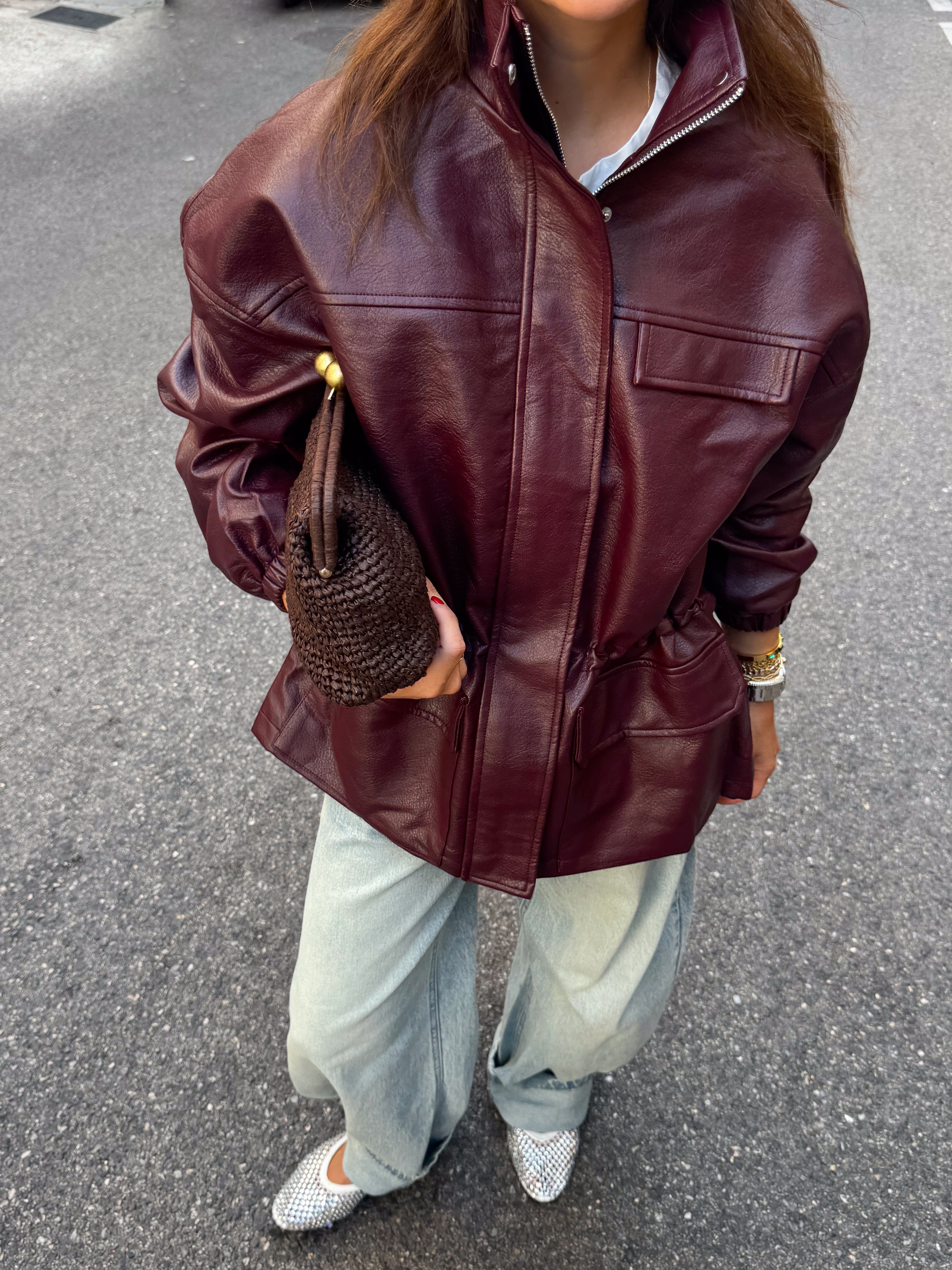 Velour Burgundy Bomber Jacket