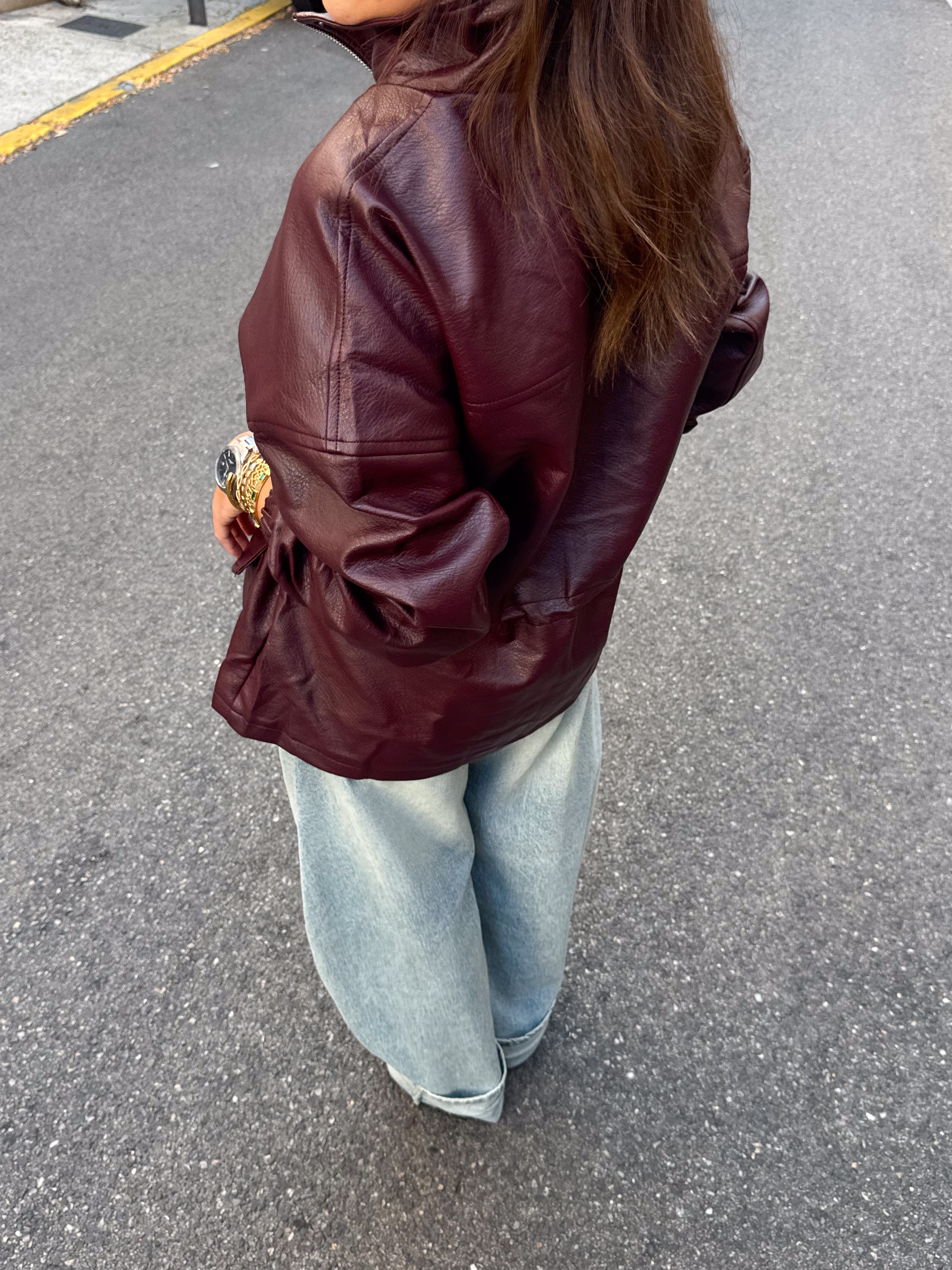 Velour Burgundy Bomber Jacket