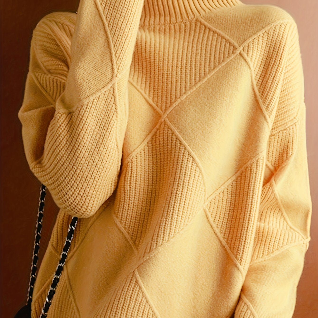 Amalia | Diamond Knit Turtleneck Sweater