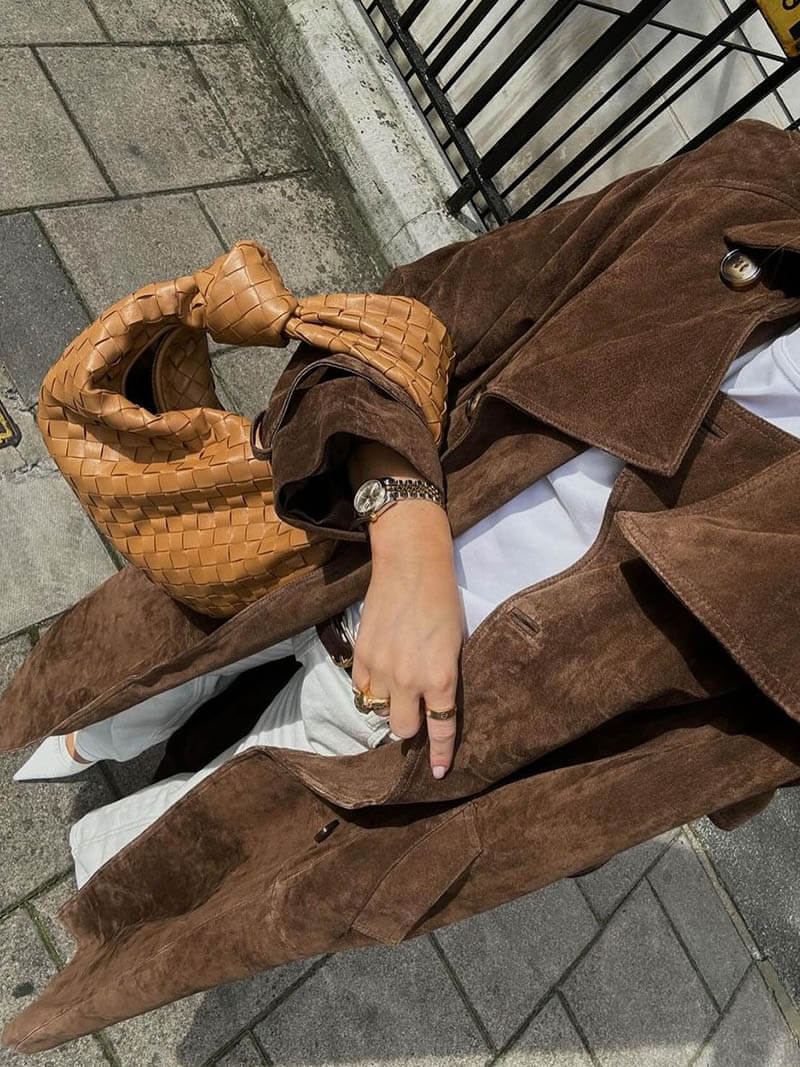 Suede Belted Trench