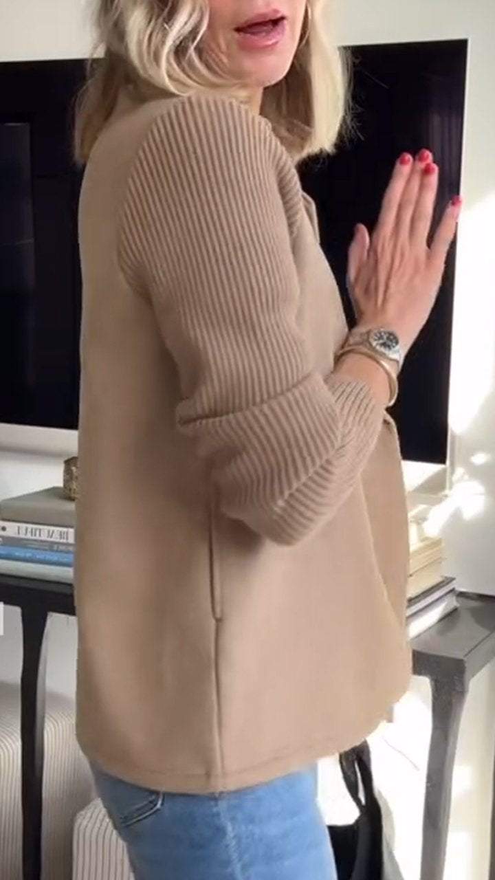 AMORA | Elegant Knit-Sleeve Blazer