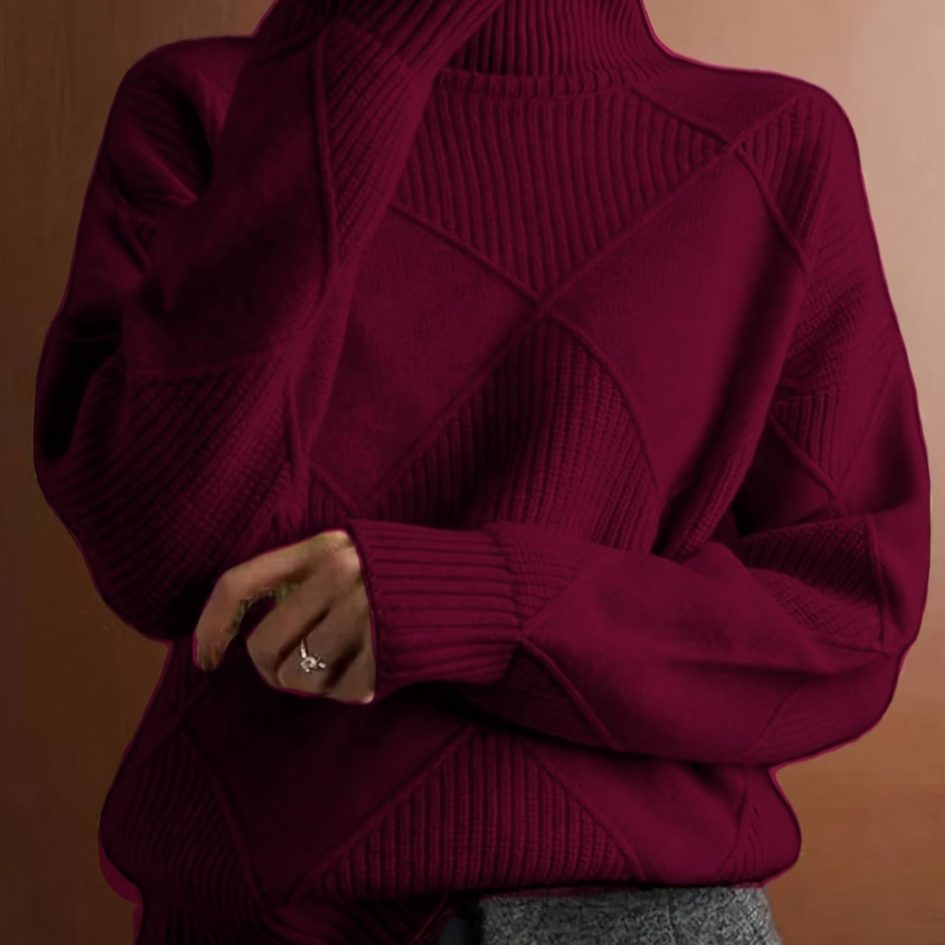 Amalia | Diamond Knit Turtleneck Sweater